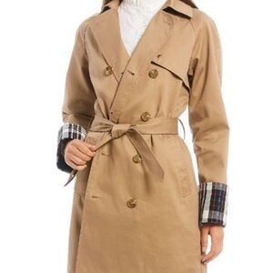 COURT & ROWE Tan Trench Jacket with Plaid Lining